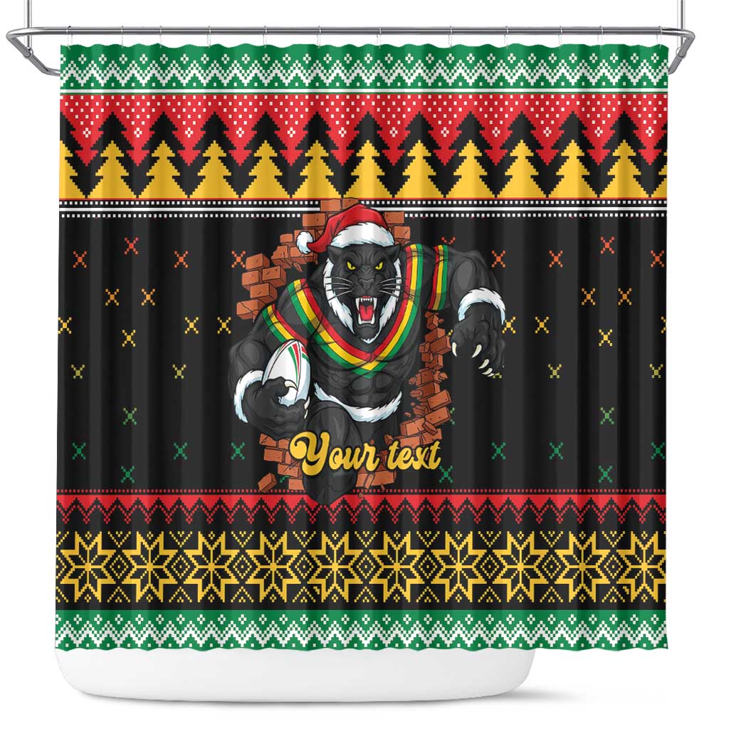 Merry Panther Roar Personalized Shower Curtain Christmas Rugby League Spirit - Aussie Hoodie