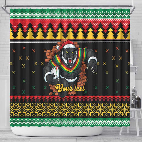 Merry Panther Roar Personalized Shower Curtain Christmas Rugby League Spirit - Aussie Hoodie