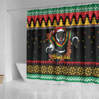 Merry Panther Roar Personalized Shower Curtain Christmas Rugby League Spirit - Aussie Hoodie