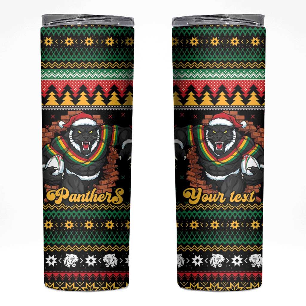 Merry Panther Roar Personalized Skinny Tumbler Christmas Rugby League Spirit - Aussie Hoodie