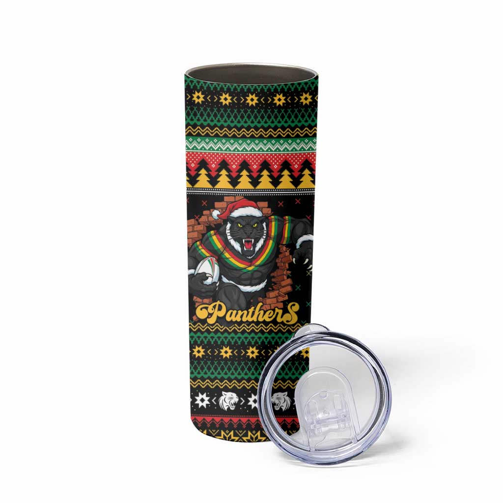Merry Panther Roar Personalized Skinny Tumbler Christmas Rugby League Spirit - Aussie Hoodie