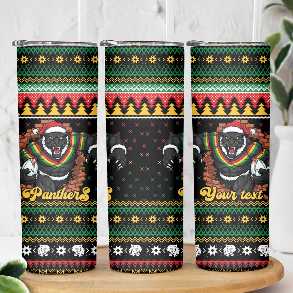 Merry Panther Roar Personalized Skinny Tumbler Christmas Rugby League Spirit - Aussie Hoodie
