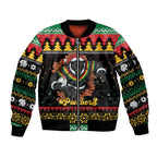 Merry Panther Roar Personalized Sleeve Zip Bomber Jacket Christmas Rugby League Spirit - Aussie Hoodie
