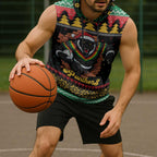 Merry Panther Roar Personalized Sleeveless Hoodie Christmas Rugby League Spirit - Aussie Hoodie