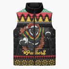 Merry Panther Roar Personalized Sleeveless Puffer Jacket Christmas Rugby League Spirit - Aussie Hoodie