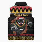Merry Panther Roar Personalized Sleeveless Puffer Jacket Christmas Rugby League Spirit - Aussie Hoodie
