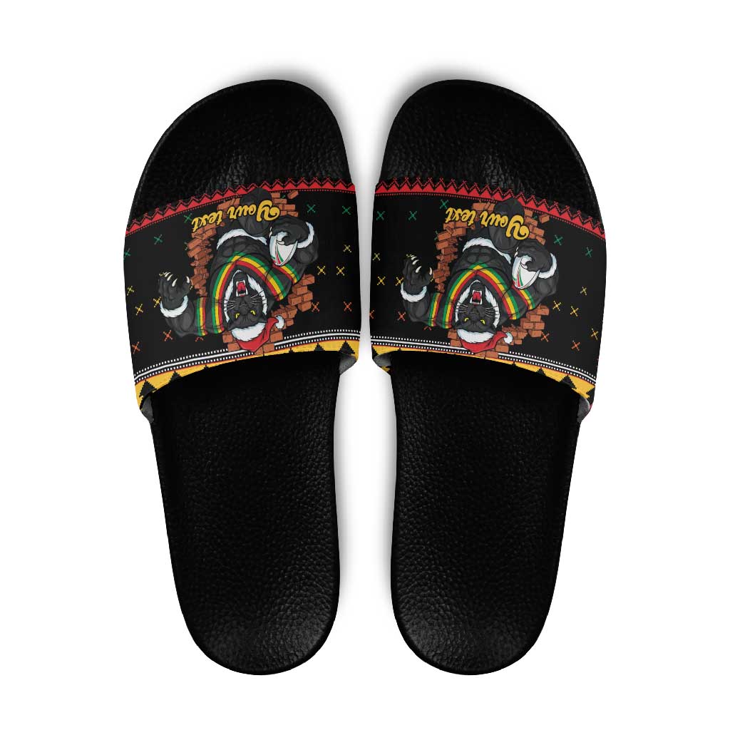 Merry Panther Roar Personalized Slide Sandals Christmas Rugby League Spirit - Aussie Hoodie
