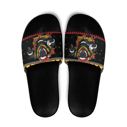 Merry Panther Roar Personalized Slide Sandals Christmas Rugby League Spirit - Aussie Hoodie