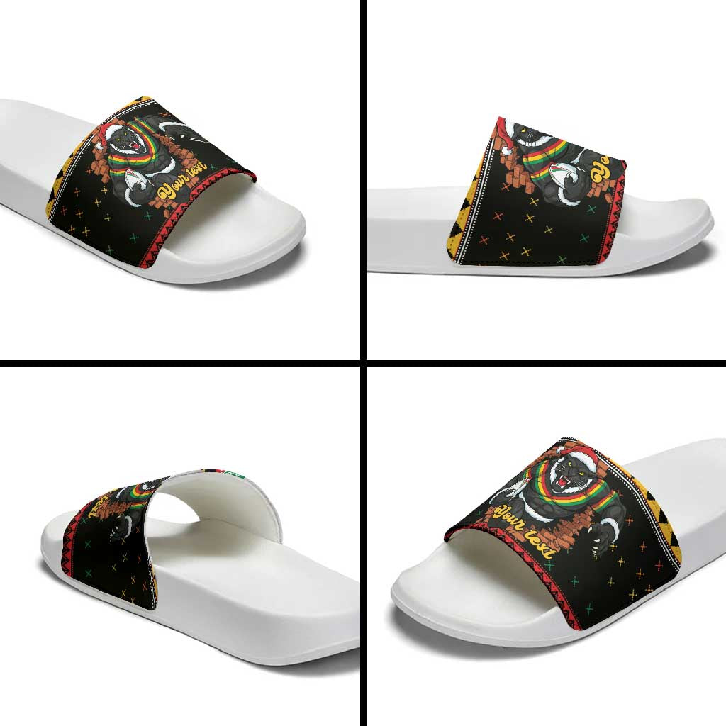 Merry Panther Roar Personalized Slide Sandals Christmas Rugby League Spirit - Aussie Hoodie