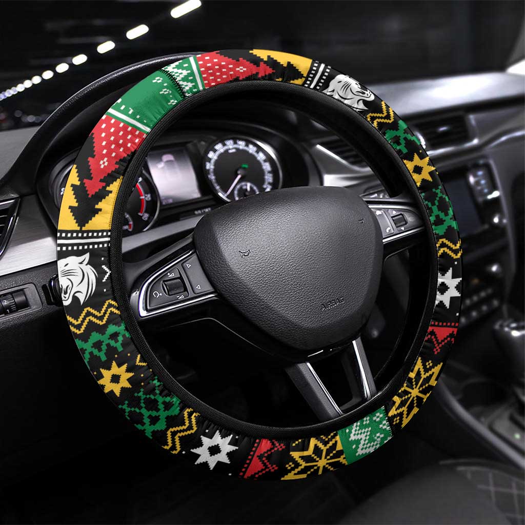 Merry Panther Roar Steering Wheel Cover Christmas Rugby League Spirit - Aussie Hoodie