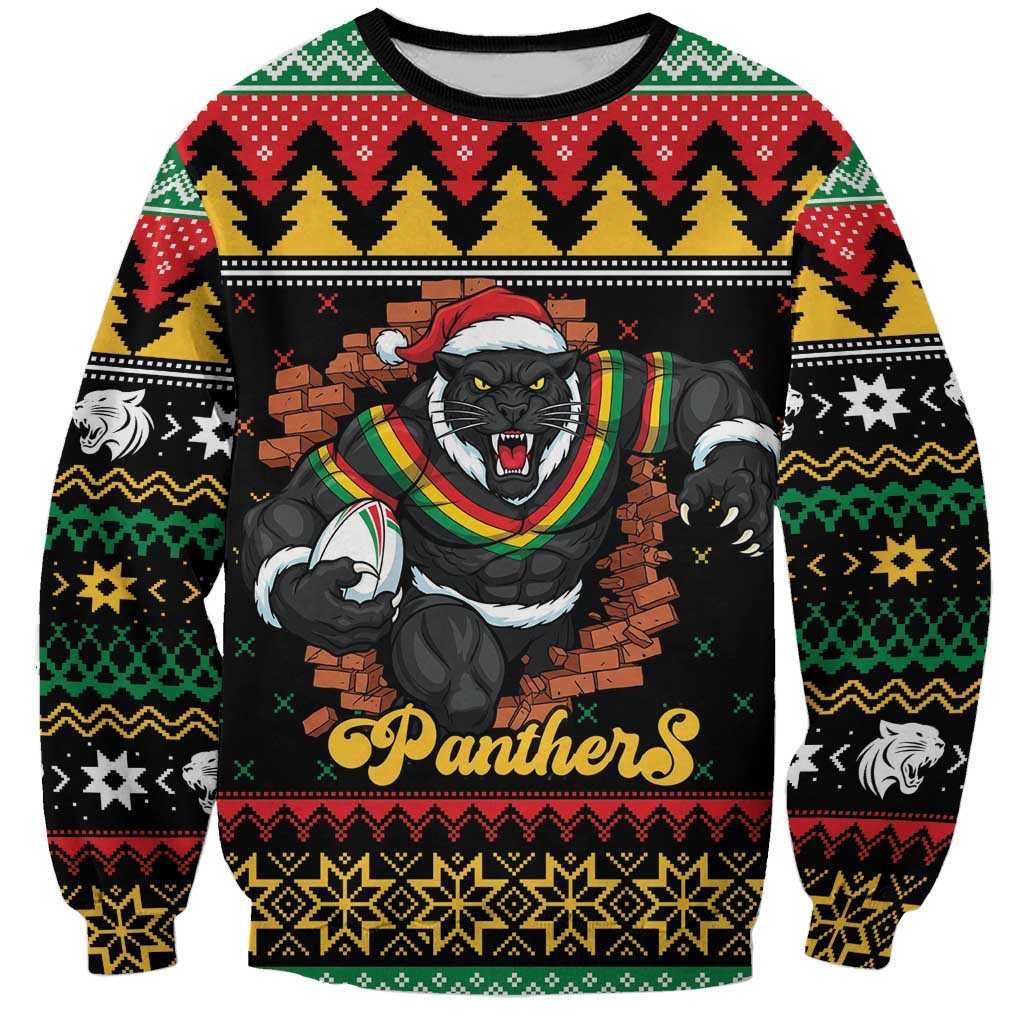Merry Panther Roar Personalized Sweatshirt Christmas Rugby League Spirit - Aussie Hoodie