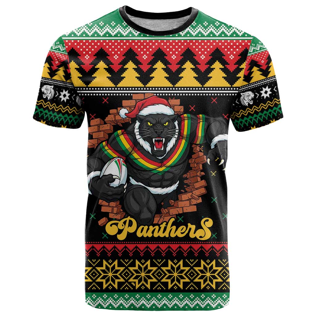 Merry Panther Roar Personalized T Shirt Christmas Rugby League Spirit - Aussie Hoodie