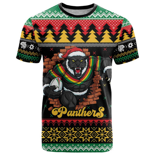 Merry Panther Roar Personalized T Shirt Christmas Rugby League Spirit - Aussie Hoodie