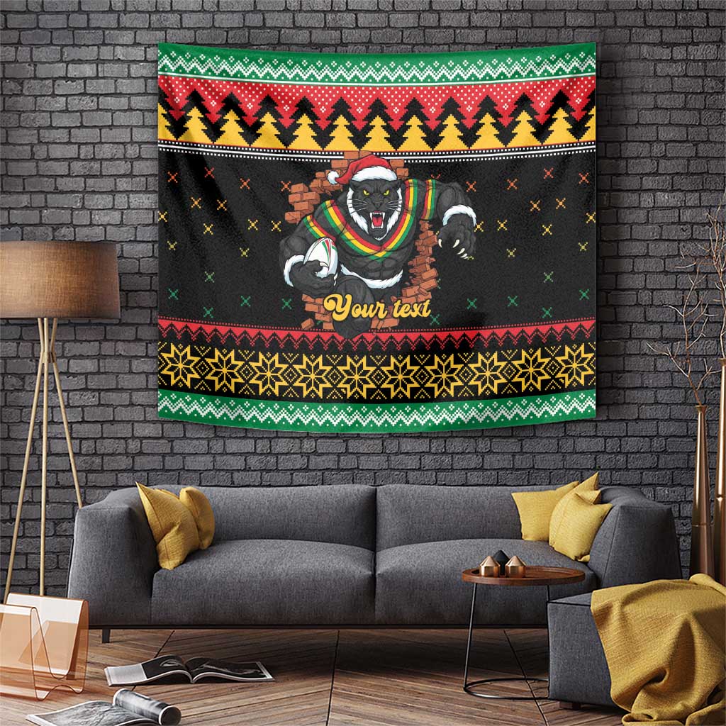 Merry Panther Roar Personalized Tapestry Christmas Rugby League Spirit - Aussie Hoodie