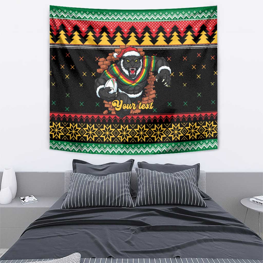 Merry Panther Roar Personalized Tapestry Christmas Rugby League Spirit - Aussie Hoodie