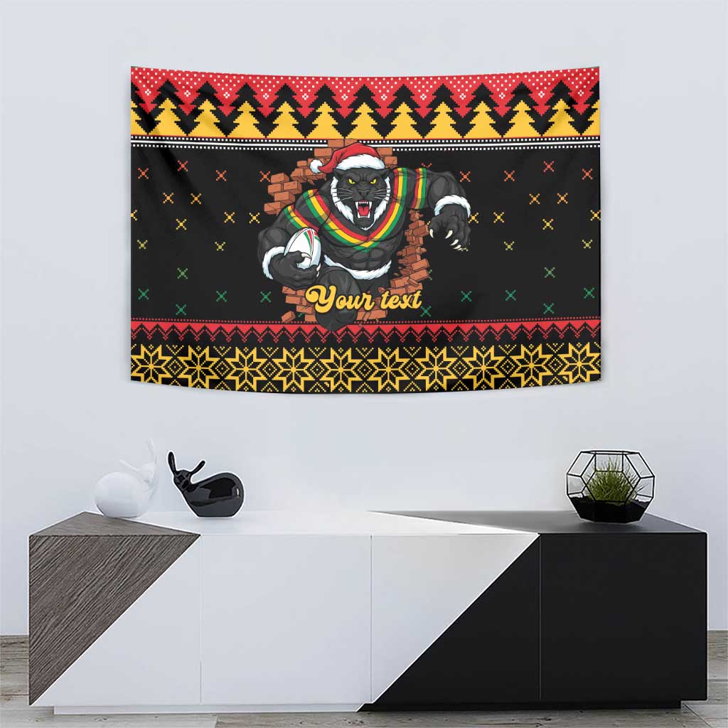 Merry Panther Roar Personalized Tapestry Christmas Rugby League Spirit - Aussie Hoodie