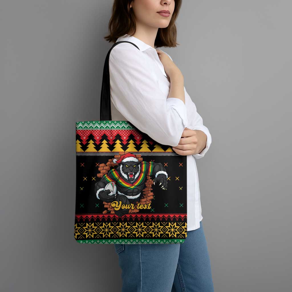 Merry Panther Roar Personalized Tote Bag Christmas Rugby League Spirit - Aussie Hoodie