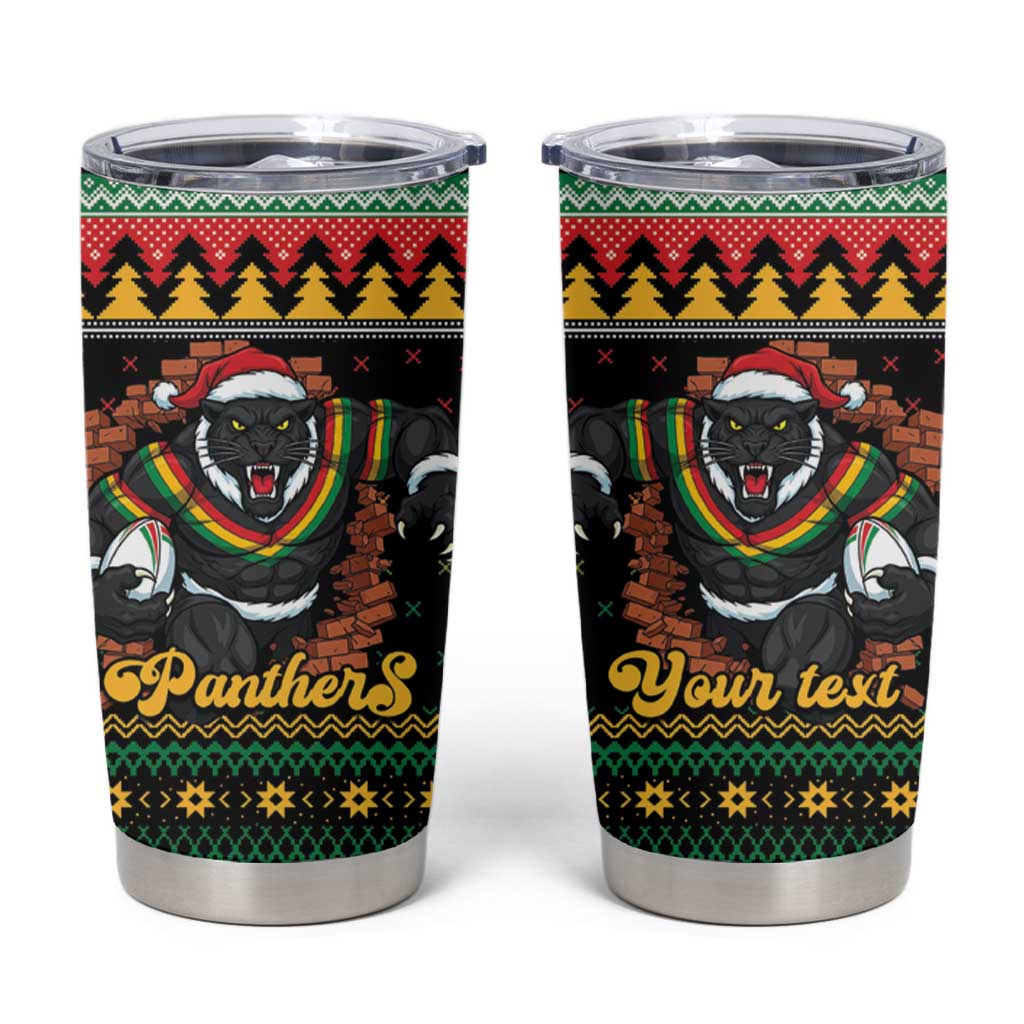 Merry Panther Roar Personalized Tumbler Cup Christmas Rugby League Spirit - Aussie Hoodie