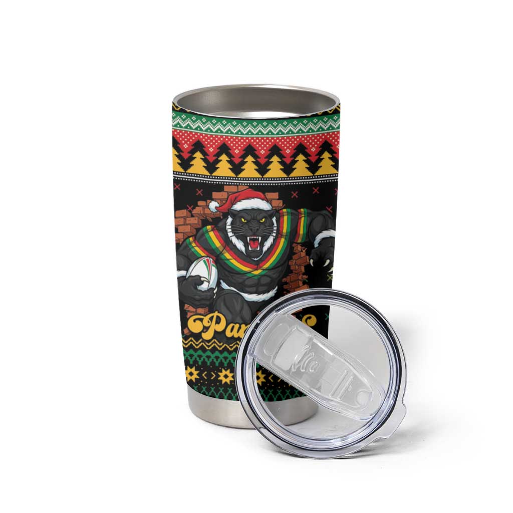 Merry Panther Roar Personalized Tumbler Cup Christmas Rugby League Spirit - Aussie Hoodie