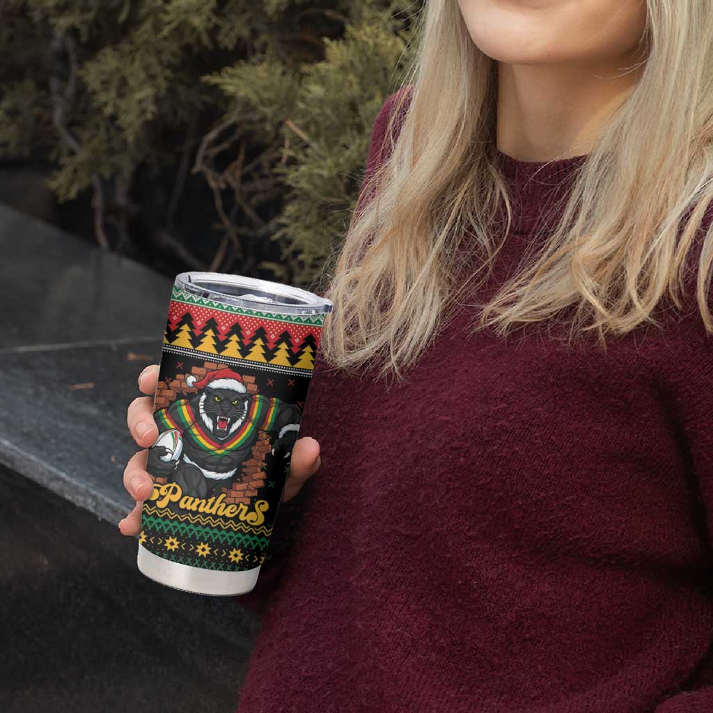 Merry Panther Roar Personalized Tumbler Cup Christmas Rugby League Spirit - Aussie Hoodie