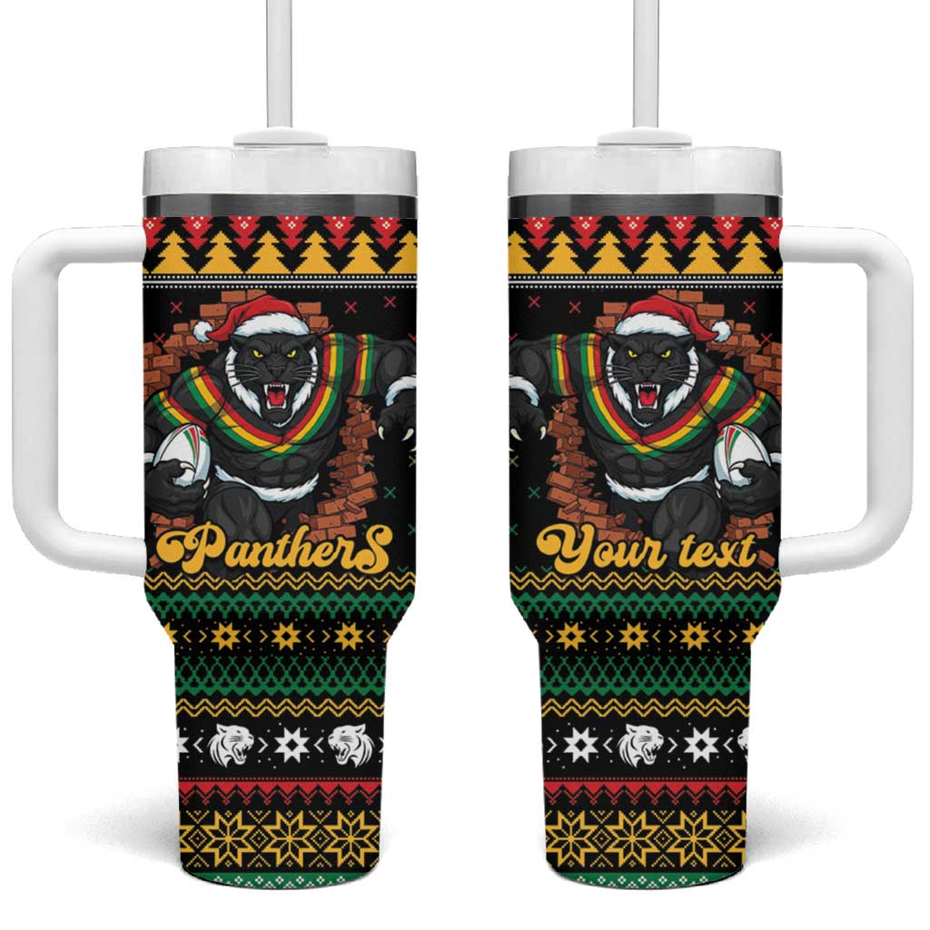 Merry Panther Roar Personalized Tumbler With Handle Christmas Rugby League Spirit - Aussie Hoodie