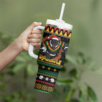 Merry Panther Roar Personalized Tumbler With Handle Christmas Rugby League Spirit - Aussie Hoodie