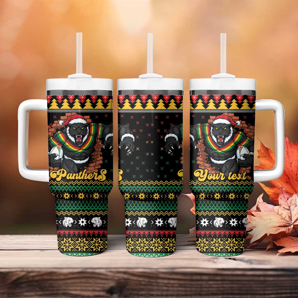 Merry Panther Roar Personalized Tumbler With Handle Christmas Rugby League Spirit - Aussie Hoodie