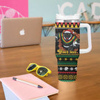 Merry Panther Roar Personalized Tumbler With Handle Christmas Rugby League Spirit - Aussie Hoodie