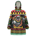 Merry Panther Roar Personalized Wearable Blanket Hoodie Christmas Rugby League Spirit - Aussie Hoodie
