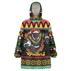Merry Panther Roar Personalized Wearable Blanket Hoodie Christmas Rugby League Spirit - Aussie Hoodie