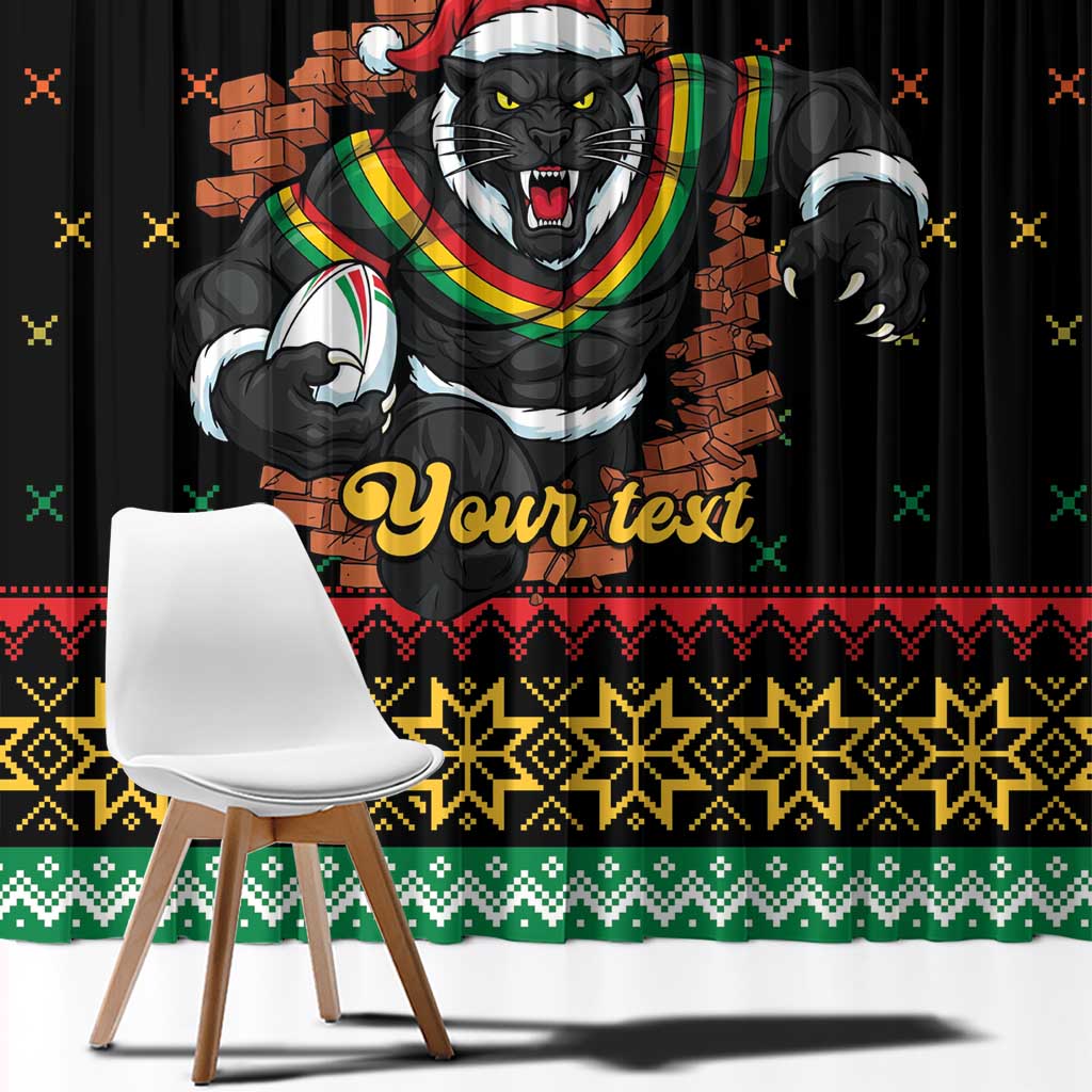 Merry Panther Roar Personalized Window Curtain Christmas Rugby League Spirit - Aussie Hoodie