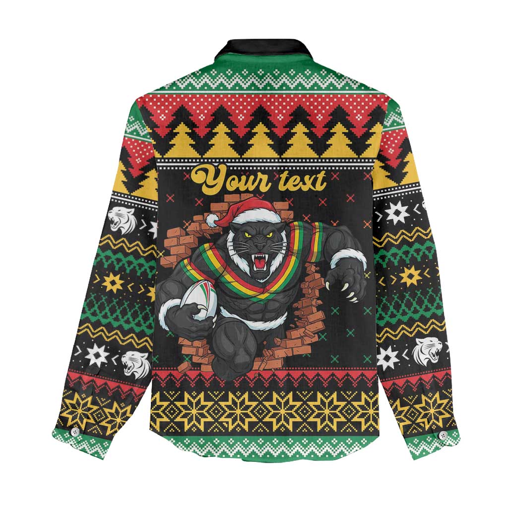 Merry Panther Roar Personalized Women Casual Shirt Christmas Rugby League Spirit - Aussie Hoodie