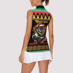 Merry Panther Roar Personalized Women Sleeveless Polo Shirt Christmas Rugby League Spirit - Aussie Hoodie