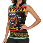 Merry Panther Roar Personalized Women Sleeveless Polo Shirt Christmas Rugby League Spirit - Aussie Hoodie