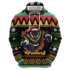 Merry Panther Roar Personalized Zip Hoodie Christmas Rugby League Spirit - Aussie Hoodie