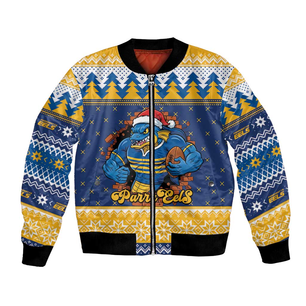 Parramatta Angry Eels Personalized Bomber Jacket Christmas Rugby League Spirit - Aussie Hoodie