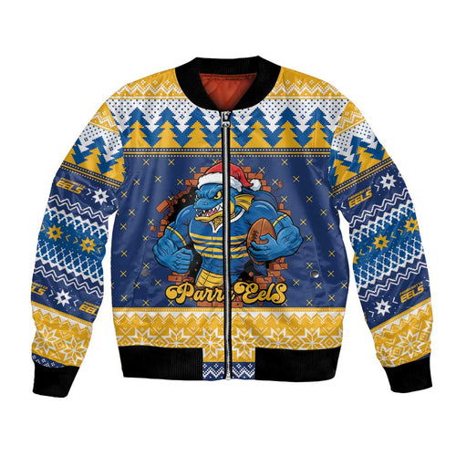 Parramatta Angry Eels Personalized Bomber Jacket Christmas Rugby League Spirit - Aussie Hoodie