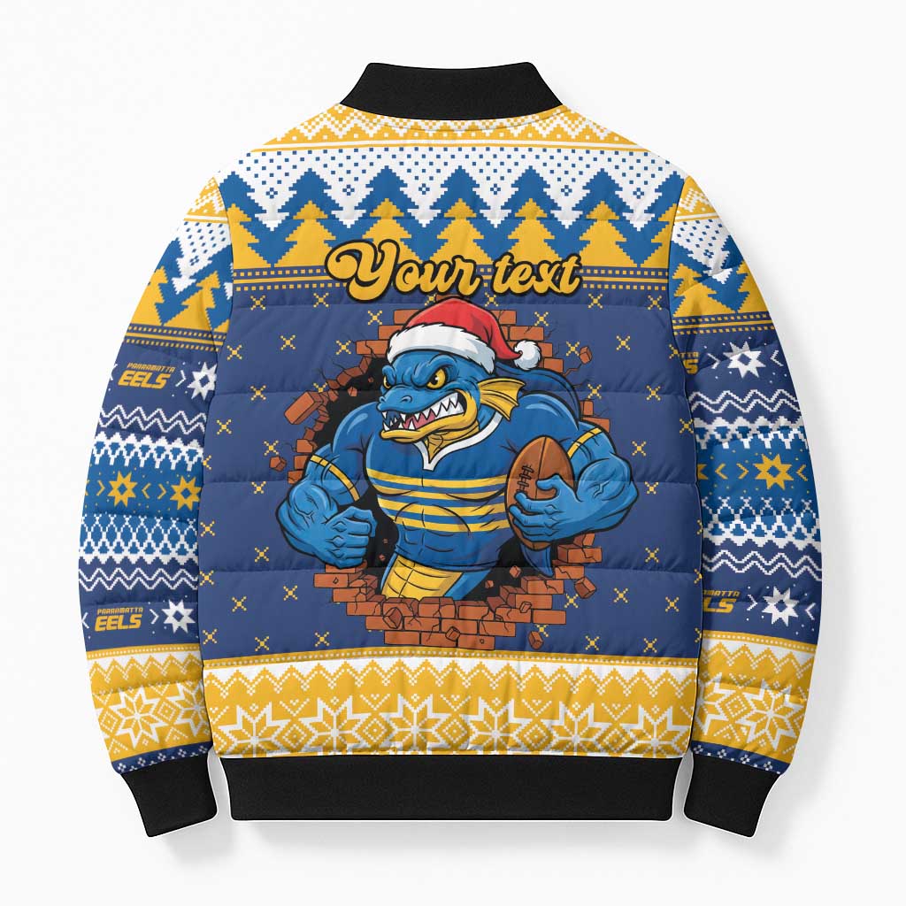 Parramatta Angry Eels Personalized Bomber Puffer Jacket Christmas Rugby League Spirit - Aussie Hoodie