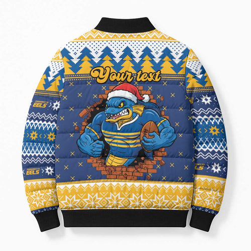 Parramatta Angry Eels Personalized Bomber Puffer Jacket Christmas Rugby League Spirit - Aussie Hoodie