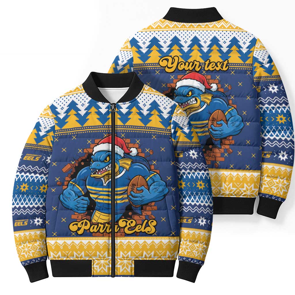 Parramatta Angry Eels Personalized Bomber Puffer Jacket Christmas Rugby League Spirit - Aussie Hoodie