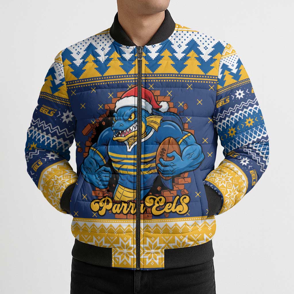 Parramatta Angry Eels Personalized Bomber Puffer Jacket Christmas Rugby League Spirit - Aussie Hoodie