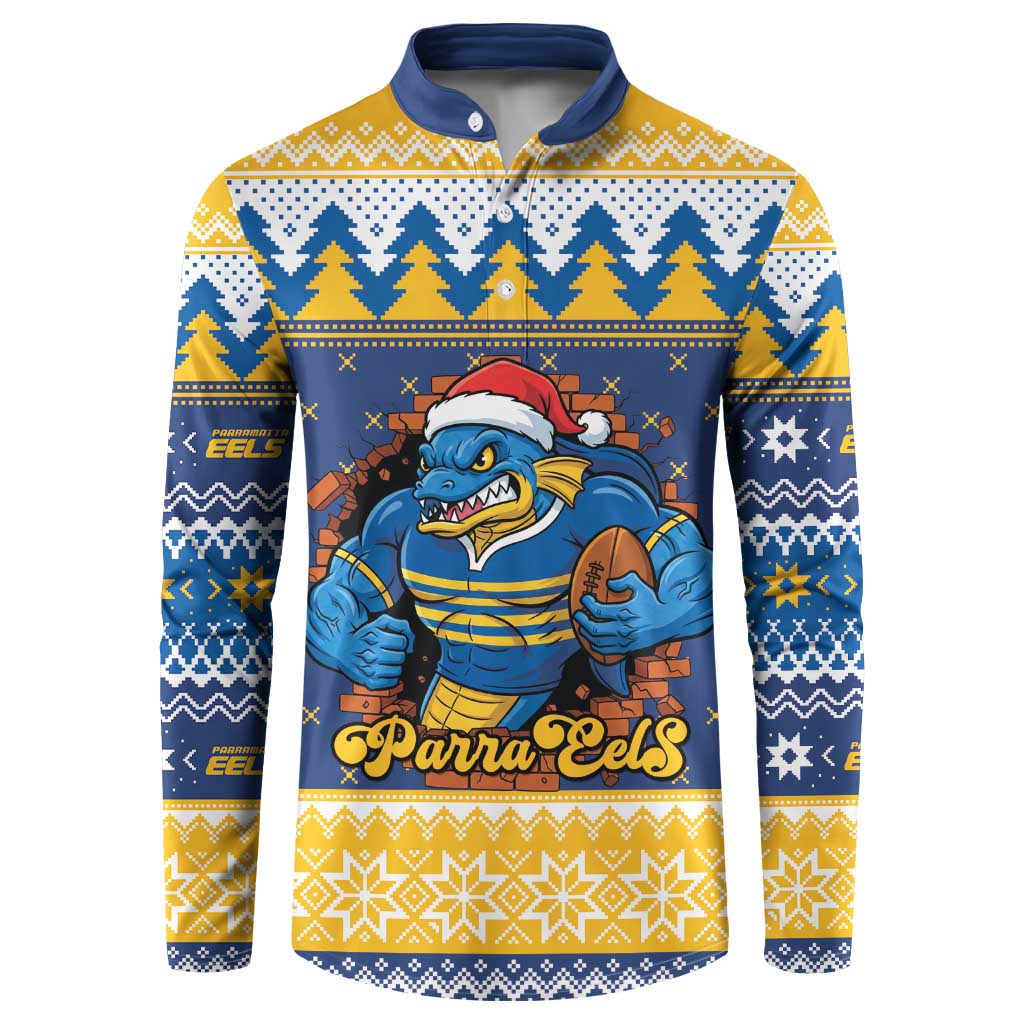 Parramatta Angry Eels Personalized Button Sweatshirt Christmas Rugby League Spirit - Aussie Hoodie