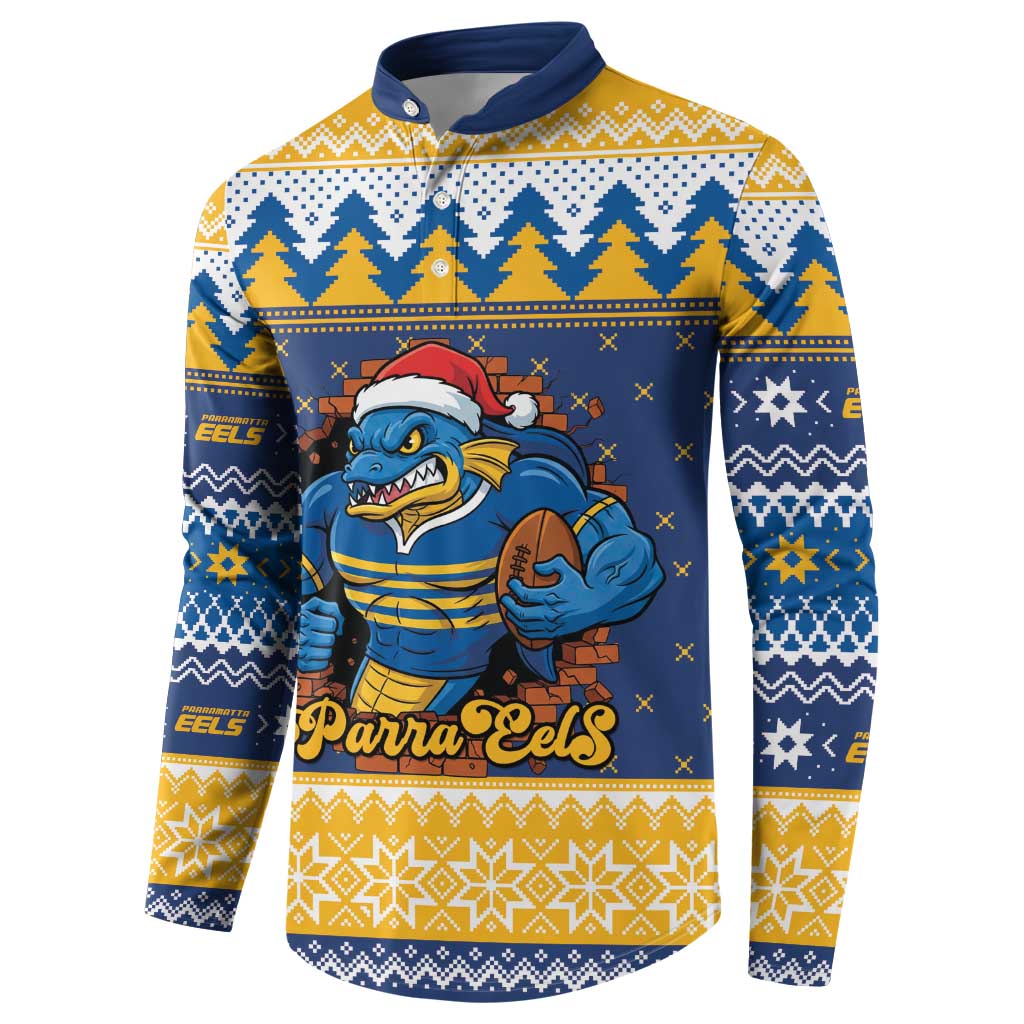 Parramatta Angry Eels Personalized Button Sweatshirt Christmas Rugby League Spirit - Aussie Hoodie