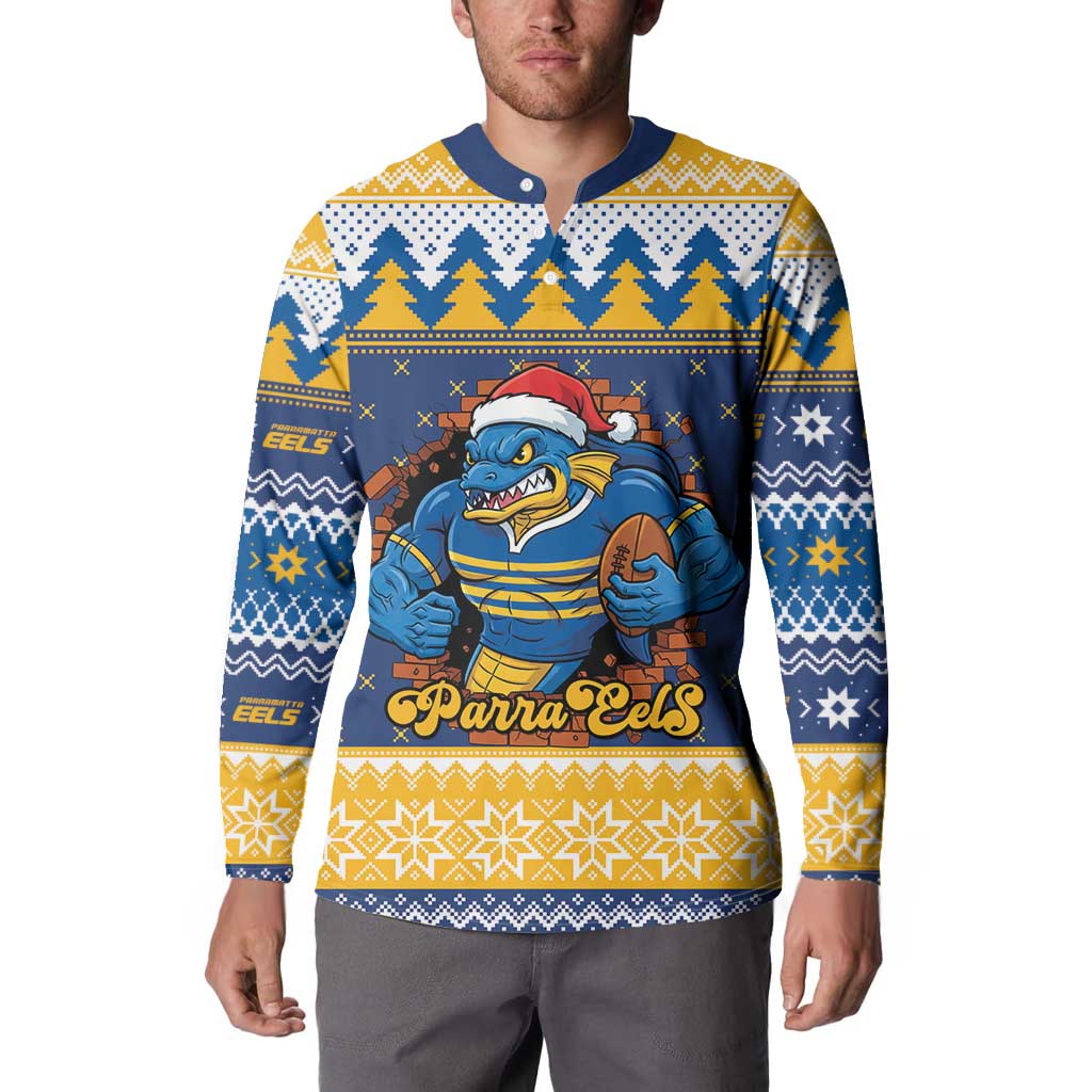 Parramatta Angry Eels Personalized Button Sweatshirt Christmas Rugby League Spirit - Aussie Hoodie
