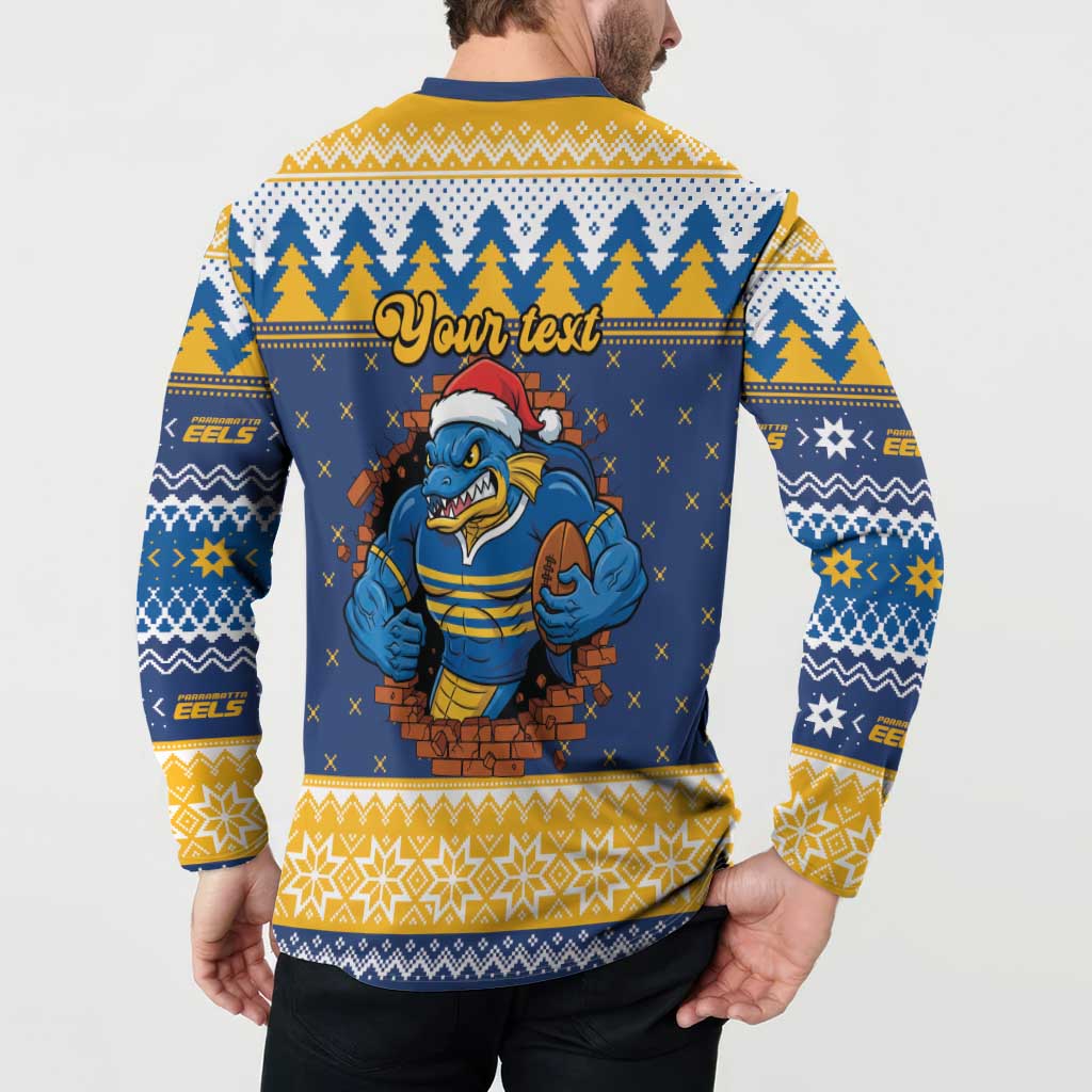 Parramatta Angry Eels Personalized Button Sweatshirt Christmas Rugby League Spirit - Aussie Hoodie