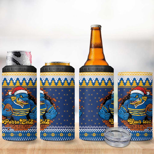 Parramatta Angry Eels Personalized 4 in 1 Can Cooler Tumbler Christmas Rugby League Spirit - Aussie Hoodie