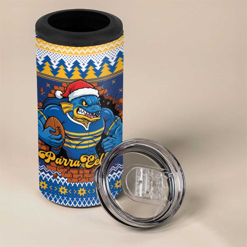 Parramatta Angry Eels Personalized 4 in 1 Can Cooler Tumbler Christmas Rugby League Spirit - Aussie Hoodie