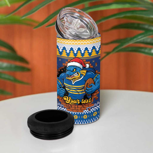 Parramatta Angry Eels Personalized 4 in 1 Can Cooler Tumbler Christmas Rugby League Spirit - Aussie Hoodie