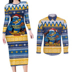 Parramatta Angry Eels Personalized Couples Matching Long Sleeve Bodycon Dress and Long Sleeve Button Shirt Christmas Rugby League Spirit - Aussie Hoodie