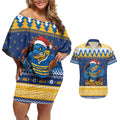 Parramatta Angry Eels Personalized Couples Matching Off Shoulder Short Dress and Hawaiian Shirt Christmas Rugby League Spirit - Aussie Hoodie